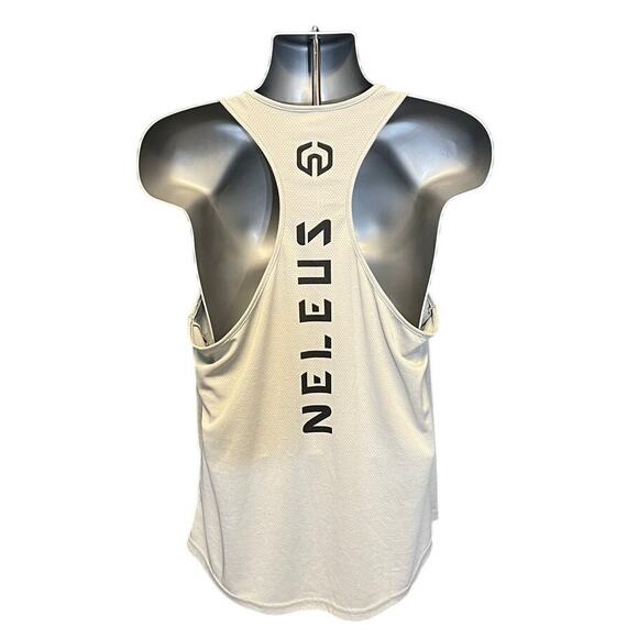 Neleus Gray and Black Dry Fit Logo Mesh Muscle Tank Top Mens Size L - Picture 2 of 6